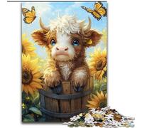 Puzzle per adulti da 1000 pezzi Girasole Yak, impegnativo e difficile con pezzi completamente interconnessi di forma casuale (dimensioni 26x38cm)