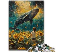 Puzzle per adulti da 1000 pezzi Girasoli e balene Gioco stimolante Giocattoli Offerta come regalo per tutta la famiglia per età 14+ 50x75cm