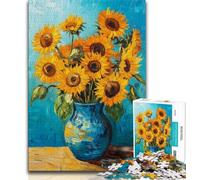 Puzzle per adulti da 1000 pezzi, Girasoli in un vaso, antistress, sfida difficile, decorazioni e regali unici per la casa (38x26cm)