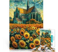 Puzzle per adulti da 1000 pezzi “Girasoli sotto casa” Fatto di legno，per 14+ Opera d'arte Ottimi regali e giocattoli。misurare：50x75cm/19.68x29.52pollice