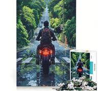 Puzzle per adulti da 1000 pezzi: giro in moto su strada sotto la pioggia gioco pratico difficile e stimolante ideale come regalo per tutta la famiglia 38x52cm