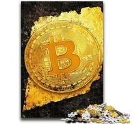 Puzzle per adulti da 1000 pezzi Golden Bitcoin, difficili da completare ma divertenti e umoristici, con poster abbinato e foglio di quiz 26x38cm