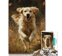 Puzzle per adulti da 1000 pezzi, Golden Retriever che corre, aiuta il cervello a esercitare i giocattoli avvincenti per coltivare la pazienza, regalo per compleanni (38x26cm)