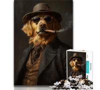 Puzzle per adulti da 1000 pezzi, Golden Retriever che fuma, gioco per famiglie, antistress, sfida difficile, migliora l'amore tra coppie (75x50cm)