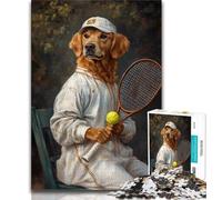 Puzzle per adulti da 1000 pezzi, Golden Retriever che gioca a tennis, aiuta il cervello a esercitare i giocattoli avvincenti per coltivare la pazienza, regalo per compleanni (75x50cm)