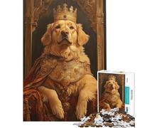 Puzzle per adulti da 1000 pezzi Golden Retriever King difficile e stimolante antistress giocattolo decorativo per la casa adatto a partire dai 14 anni (38x52cm)