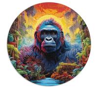 Puzzle per adulti da 1000 pezzi, gorilla colorati, puzzle rotondo, attività per la casa, per feste, compleanni e serate di giochi in famiglia (67,5x67,5 cm)