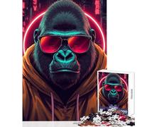 Puzzle per adulti da 1000 pezzi Gorilla fantastico in un paesaggio urbano cyberpunk giocattoli antistress regali per donne e uomini giochi educativi attività divertenti a casa dimensioni 38x52cm