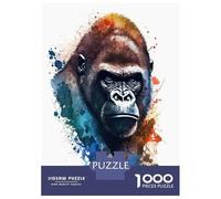 Puzzle Per Adulti Da 1000 Pezzi Gorilla in Watercolor Puzzle Per Adulti Gioco Pratico Difficile Difficile Regali Unici Per Compleanno E Natale 52x38cm/1000pcs