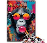 Puzzle per adulti da 1000 pezzi, graffiti di scimpanzé, difficili da completare ma divertenti e umoristici, regalo di compleanno, regali, arte murale 26x38cm