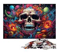 Puzzle per adulti da 1000 pezzi,graffiti psichedelici colorati,teschio,arte impossibile,puzzle per adulti,ideale per divertimento in famiglia,relax e regali per le feste,26X38CM/10,23x14,96 pollici.