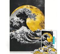 Puzzle per adulti da 1000 pezzi, Grande Onda sulla Luna Gialla, gioco pratico, rilassante e stimolante per la mente, regalo di compleanno, regalo di viaggio 50x75cm