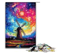 Puzzle per adulti da 1000 pezzi grandi mulini a vento circondati da schizzi tanti puzzle colorati giocattoli divertenti 75x50 cm