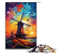 Puzzle per adulti da 1000 pezzi grandi mulini a vento circondati da schizzi tantissimi giocattoli puzzle colorati per la decorazione della casa ideali come regali per tutta la famiglia 75x50 cm