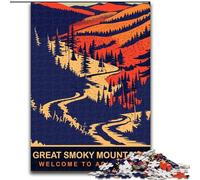 Puzzle per adulti da 1000 pezzi Great Smoky Mountains, adatto a persone dai 14 anni in su Difficile da completare ma divertente e umoristico Ottimo regalo 26x38cm