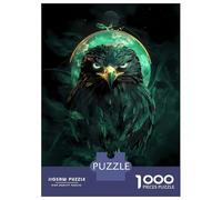 Puzzle Per Adulti Da 1000 Pezzi Green Eagle Falcon Bird with Moon Puzzle Per Adulti Giochi Rilassanti Vacanza A Casa Passatempo Regali Unici Per Compleanno E Natale 52x38cm/1000pcs