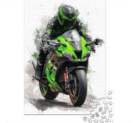 Puzzle Per Adulti Da 1000 Pezzi Green Motorcycle Speed Art Puzzle Giochi Rilassanti Difficile Impegnativo Da Completare 38x26cm/1000pcs