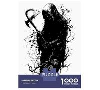 Puzzle Per Adulti Da 1000 Pezzi Grim Reaper with Axe Black And White Puzzle Per Adulti Gioco Pratico Decorazione Da Parete Per Compleanno, Natale 52x38cm/1000pcs