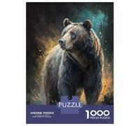Puzzle Per Adulti Da 1000 Pezzi Grizzly Bear in A Moody Forest Puzzle Giochi Rilassanti Taglio Di Precisione Interazione Genitore-figlio 52x38cm/1000pcs