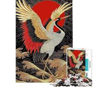 Puzzle per adulti da 1000 pezzi Gru giapponese con sole e onde Attività per famiglie allena la mente e le mani Bellissimo gioco dal design accattivante 38x52cm