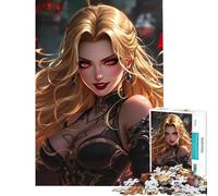 Puzzle per adulti da 1000 pezzi Guerriera bionda dagli occhi rossi Aiuta ad allenare la mente ma è anche un giocattolo divertente e spiritoso da appendere al muro Adatto a partire dai 14 anni 38x52cm