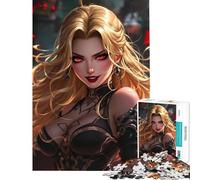 Puzzle per adulti da 1000 pezzi Guerriera bionda dagli occhi rossi Aiuta ad allenare la mente Un'opera d'arte Gioco rilassante per ragazzi dai 14 anni in su 50x75cm
