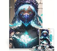 Puzzle per adulti da 1000 pezzi Guerriera con maschera Gioco interattivo Decorazione per la casa compleanno e Natale 50x75cm