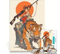 Puzzle per adulti da 1000 pezzi Guerriera Geisha cavalca una tigre gioco interattivo decorazione per la casa compleanno e Natale 50x75cm