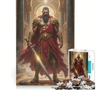 Puzzle per adulti da 1000 pezzi: Guerriero con spada e armatura dorata gioco rompicapo per divertimento in famiglia per rafforzare l'amore tra le coppie 38x26cm