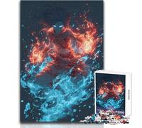 Puzzle per adulti da 1000 pezzi Guerriero elementale che controlla fuoco e acqua Sfida difficile Gioco pratico per bambini dai 14 anni in su (dimensioni 50x75cm)