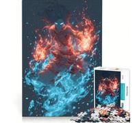 Puzzle per adulti da 1000 pezzi: Guerriero Elementale che controlla il Fuoco e l'Acqua, gioco divertente, rilassante e stimolante per la mente, ideale come regalo di Natale 38x52cm