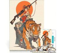 Puzzle per adulti da 1000 pezzi Guerriero Geisha Cavalca Tigre Gioco Impossibile Vacanza Ammazza Tempo Compleanno e Natale 38x26cm