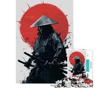 Puzzle per adulti da 1000 pezzi Guerriero Samurai con Luna Rossa gioco educativo giocattolo didattico regalo di Babbo Natale segreto migliora la memoria (dimensioni 75x50cm)