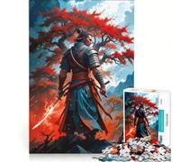 Puzzle per adulti da 1000 pezzi: Guerriero Samurai con tunica rossa gioco per famiglie difficile e stimolante compleanno e Natale 38x52cm