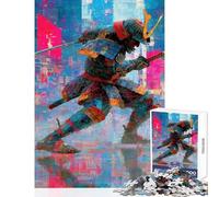 Puzzle per adulti da 1000 pezzi: guerriero samurai cyberpunk con doppie spade gioco educativo sfida impegnativa decorazione da parete per rafforzare l'amore tra le coppie (50x75cm)