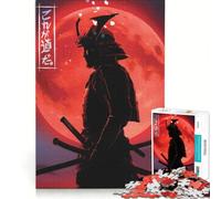 Puzzle per adulti da 1000 pezzi guerriero samurai e luna rossa gioco rilassante ideale per passare il tempo durante le vacanze ottimo regalo per gli appassionati di videogiochi 38x26cm