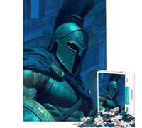 Puzzle per adulti da 1000 pezzi guerriero spartano in luce blu difficile e stimolante gioco di analisi e logica decorazione da parete adatto a partire dai 14 anni (50x75cm)