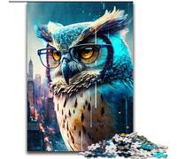 Puzzle per adulti da 1000 pezzi gufo blu in legno regalo perfetto per bambini dai 14 anni in su 50x75cm attività divertente per famiglie sfida per la mente regalo perfetto per adolescenti