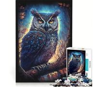 Puzzle per adulti da 1000 pezzi "Gufo guardiano notturno" gioco per famiglie rilassante e stimolante idea regalo 38x52cm