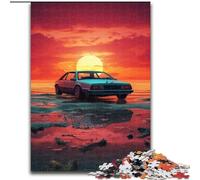 Puzzle per adulti da 1000 pezzi "Guida di un'auto al tramonto" in legno, regalo perfetto per bambini dai 14 anni in su, 50x75cm, rompicapo stimolante, giocattolo rilassante per adolescenti