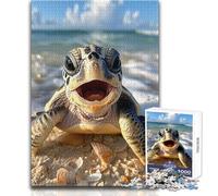 Puzzle per adulti da 1000 pezzi "Happy As A Turtle", perfetto per trascorrere ore tranquille e di svago, giocattolo di alta qualità con taglio preciso, dimensioni 38x52cm