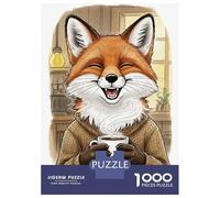 Puzzle Per Adulti Da 1000 Pezzi Happy Fox with Coffee Puzzle Per Adolescenti Giocattolo Decorazione Da Parete Decorazione Da Parete Regali Unici Per Compleanno E Natale 70x50cm/1000pcs