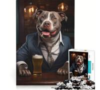 Puzzle per adulti da 1000 pezzi, Happy XL Bully in The Pub, gioco impossibile, migliora la memoria, con pezzi di forma casuale completamente ad incastro 38x26cm