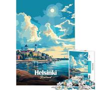 Puzzle per adulti da 1000 pezzi Helsinki Finlandia poster di viaggio gioco educativo sfida gioco rilassante attività per famiglie regalo di compleanno (dimensioni 38x52cm)