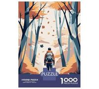 Puzzle Per Adulti Da 1000 Pezzi Hiker Hiking through An Autumn Forest Puzzle Per Adulti Gioco Per Famiglie Vacanza A Casa Passatempo Regali Unici Per Compleanno E Natale 38x26cm/1000pcs