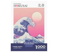Puzzle Per Adulti Da 1000 Pezzi Hokusais Great Wave - Vaporwave Pink Puzzle Per Adulti Gioco Pratico Migliora La Memoria Attività Divertenti A Casa 52x38cm/1000pcs