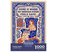 Puzzle Per Adulti Da 1000 Pezzi Home Is Where My Nervous System Feels Safe Puzzle Per Adulti Gioco Rompicapo Antistress Ideale Come Regalo 70x50cm/1000pcs
