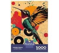 Puzzle Per Adulti Da 1000 Pezzi Hummingbird with Abstract Background Hummingbird Vibrant Poster Puzzle Per Adulti Gioco Pratico Decorazione Da Parete Per Compleanno, Natale 38x26cm/1000pcs