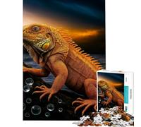 Puzzle per adulti da 1000 pezzi Iguana dorata su roccia con gocce d'acqua Puzzle per adulti gioco per famiglie stimola la memoria regalo di Natale o di compleanno (dimensioni 50x75cm)