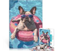 Puzzle per adulti da 1000 pezzi Il carlino da piscina cool Fatto di carta，Adatto a partire dai 14 anni Sollievo dallo stress Decorazioni e regali unici per la casa。misurare：26x38cm